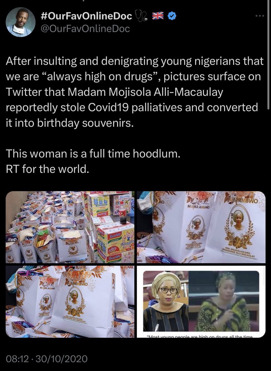 OurFavOnlineDoc's tweet image. After we raised an alarm in 2020 that a Lagos lawmaker was reportedly diverting covid19 palliatives as personal birthday souvenirs, she lost her return bid to the house in 2022.

That’s the same woman that Tinubu has just given an appointment.

These people just won’t stop till…