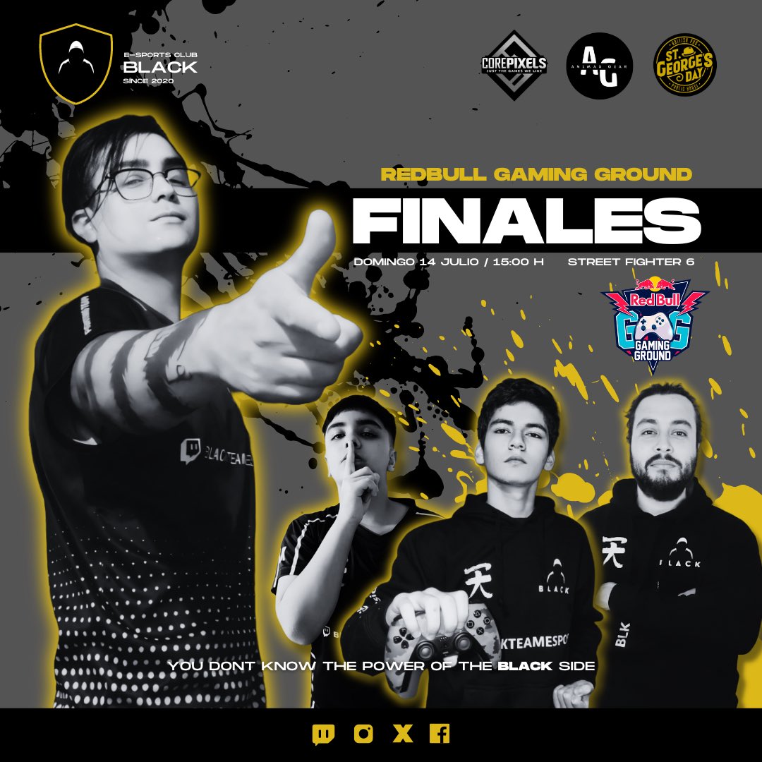 blackesportsfgc's tweet photo. Mañana a partir de las 15 h estaremos jugando las finales #StreetFigther6 de @redbullgaming en @MovistarGC con nuestros @DerekBlaz11 , #Craime y @ElCh0z , dándolo todo! @DhunterTvTwitch estará casteando esta entretenid final con super premios a los ganadores! Apóyanos! https://t.co/lGUaCBAh2A