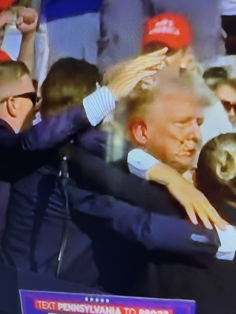 Breaking News, former President Donald Trump appears to be grazed by a bullet at a rally in PA!  #Trump #PA #breakingnews