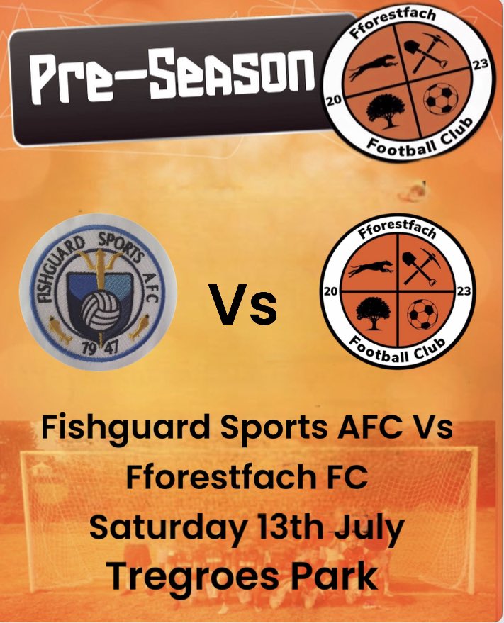 FforestfachFC's tweet photo. Fantastic run out for both teams today in what was a great day out at @SportsFishguard . All management and players at Fforestfach Football Club would like to thank our hosts for their absolutely fantastic hospitality and wish them the best for the upcoming season 🧡🤍 https://t.co/a1h0IgvEuB