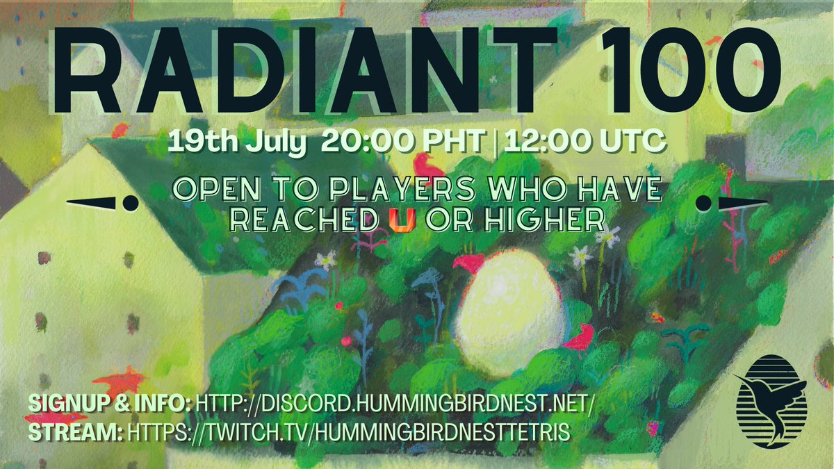 On the last day of Daybreak Week...

☀️ RADIANT 100 ☀️
This is a TETR.​IO major tournament for players who have reached U rank and higher. Top 3 players will receive in-game badges and prize money.

☀️ Date: Friday July 19 20:00 PHT; 12:00 UTC
☀️ Join: discord.gg/gHsPdCPjga