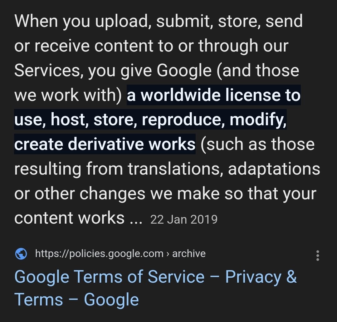 memo2k1's tweet photo. Well, did someone read the terms and condition from google drive?  Crappy corporatists right? :) https://t.co/L8m7065H7F