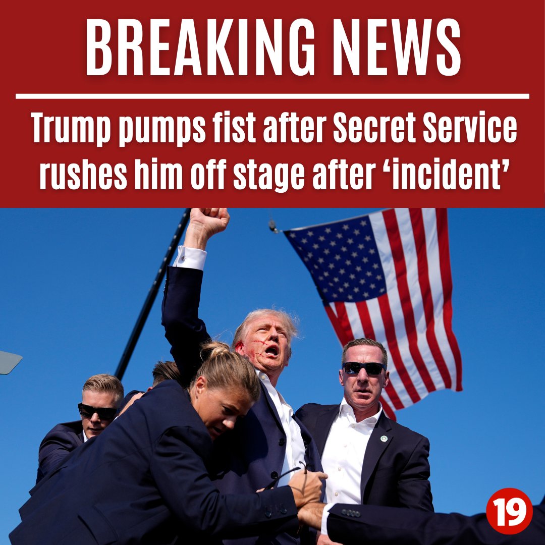 Donald Trump whisked off stage in Pennsylvania after loud noises rang through the crowd

STORY: cleveland19.com/2024/07/13/don…