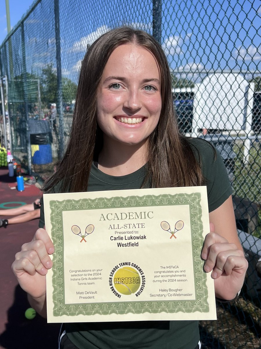 Big Congratulations to Carlie for being named to the 2024 Academic All-State Team!! We are so proud of your academic and tennis achievements!! 🙌☘️🎾