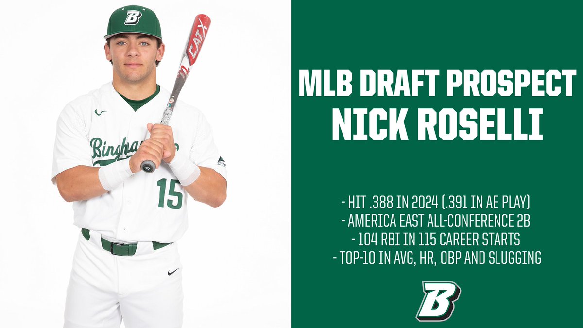 Another Bearcat could be selected when the MLB Draft opens Sunday night. Nick Roselli is on the radar after three brilliant collegiate seasons. First two Draft rounds on ESPN, Rounds 3-10 Monday and 11-20 Tuesday, at 2 p.m. on MLB.com Stay tuned!! #ONEBinghamton