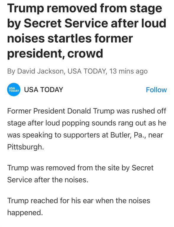 You son of a bitches in the media need to stop this fucking bullshit right now.  Everyone is watching you.  The former &amp; future president was shot in the face in an attempted assassination.