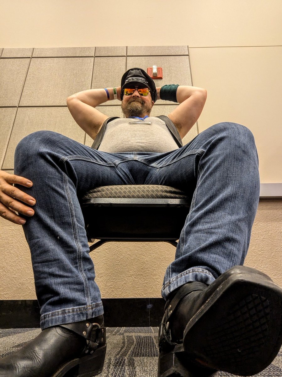 10 hours in boots today and Daddy is ready to kick back for a good sub to worship His leathers, remove them to massage His feet, and maybe work toward other ways a boy can please Him.