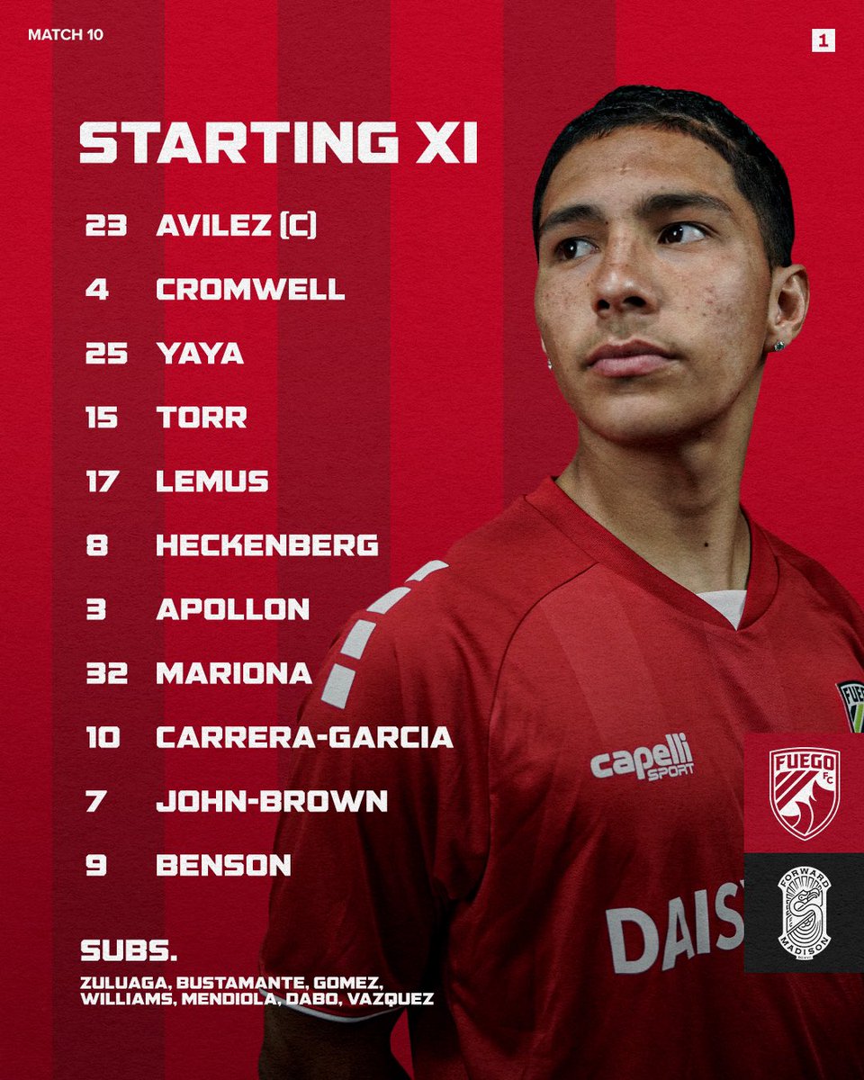 fuego_futbol's tweet photo. Your Starting XI for Tonight! ๐ฅ
#SomosFuego #MADvCV https://t.co/KF4QutR3xN
