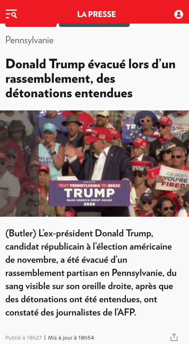 E_Duhaime's tweet photo. Peu importe nos opinions politiques et notre appréciation de l’homme, ce type de violence est TOTALEMENT inacceptable.

Toutes nos pensées sont ce soir avec l’ex-président américain, Donald Trump. https://t.co/g9uRciWZ6p