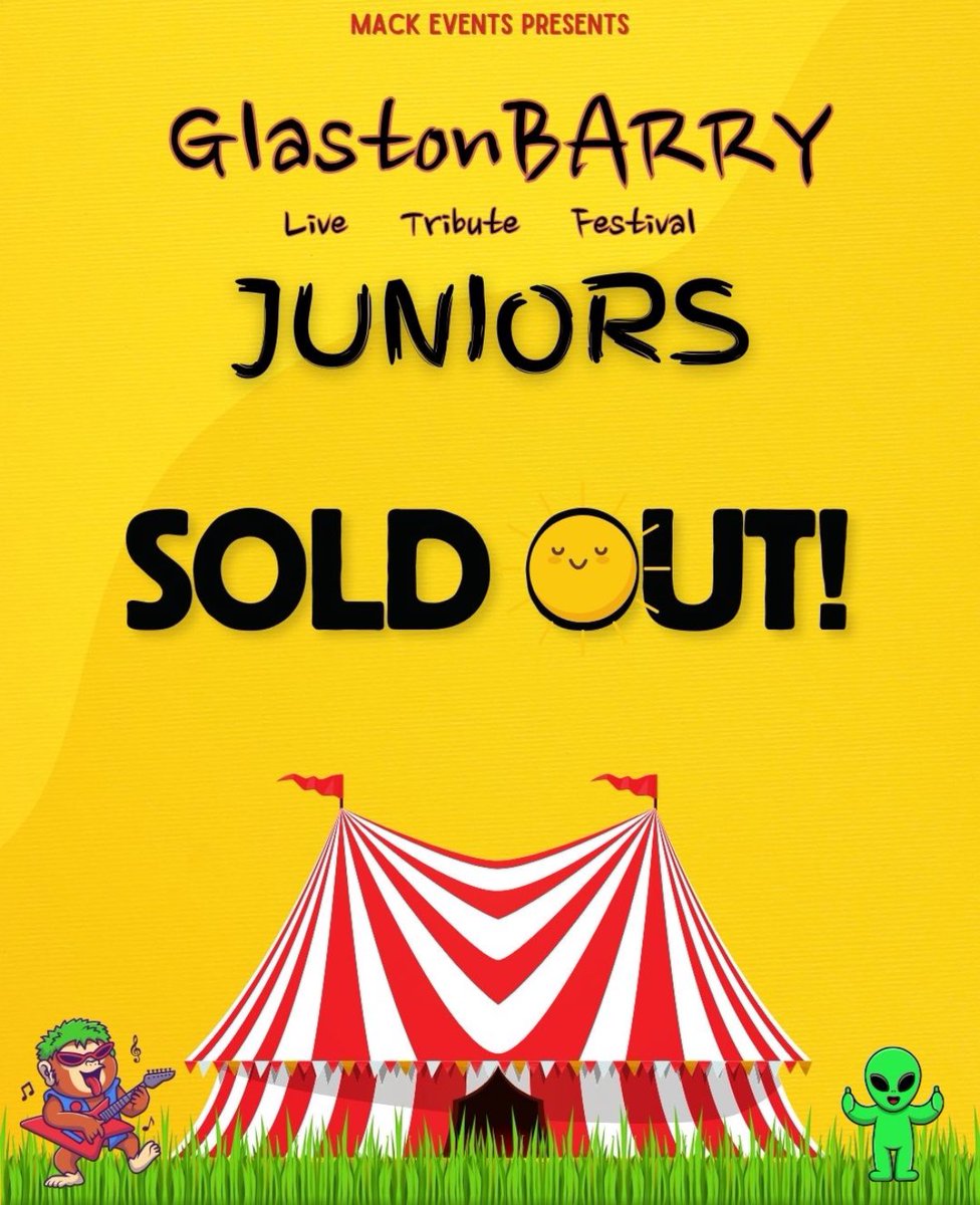 Juniors now SOLD OUT! VIP already SOLD OUT! Standard weekend passes running low! Dont miss out! Get your tickets now! glastonbarry.com 

22 amazing tribute acts - 27th &amp; 28th July. Romilly Park Barry. Only £65 for a weekend pass! Get them quick!
