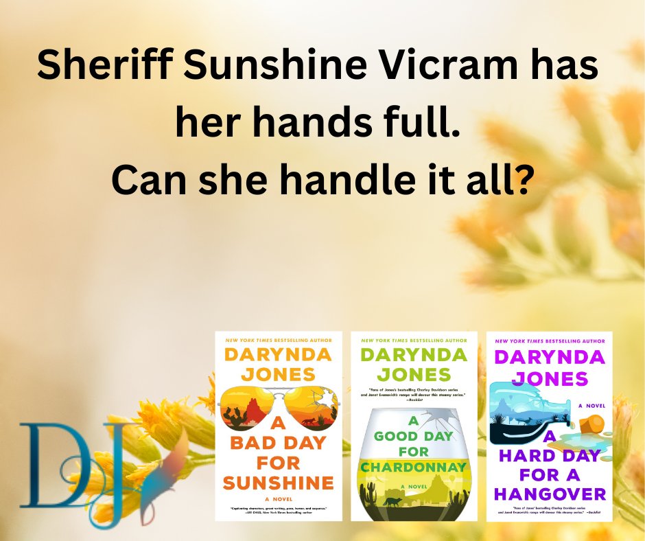Darynda's tweet photo. Sheriff Sunshine Vicram has her hands full with quirky townsfolk and mysterious crimes. Can she handle it all? Find out in the #SunshineVicram series! https://t.co/YZVfgSu8tB https://t.co/5gjNPf7dZ9