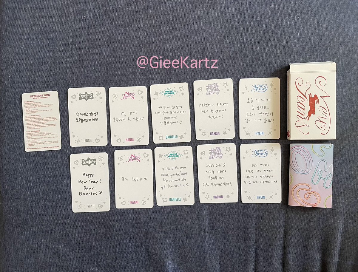 GieeKartz's tweet photo. wts lfb 

new jeans omg message card version (Weverse A)

- 300 php (take all) + pf 
-unscanned qr 
-mint condi

mop: gcash
mod: jnt direct 
loc: mindanao 

# hanni pham danielle kim minji kang haerin hyein iphone pc photocard poca nj set omg ditto newjeans bucket hat noot noot https://t.co/jJvQUkmdWF