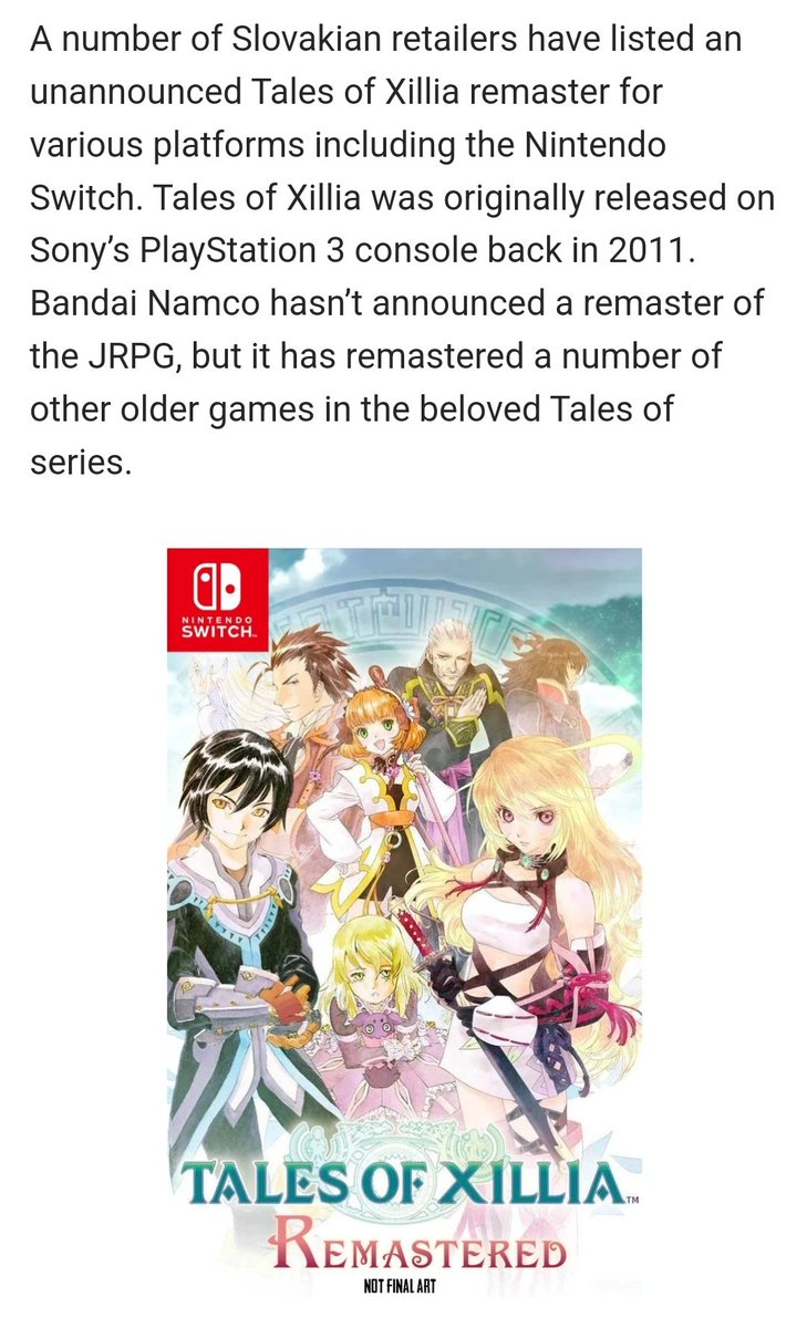 NtaomRichard's tweet photo. Ahhhhhh! I've been waiting for #PlayStation to put Tales of Xillia on their store for ages. This is wonderful news!!!! https://t.co/NJkqhailjj