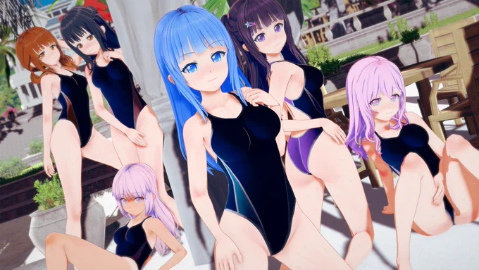コイカツサンシャイン、MODのバージョンアップあったので適応したら競泳水着の影の表示がおかしくなった(1枚目)のでMOD品(2枚目)にした。胸部の表示いい感じになったと思うシーンデータお借りしてます#コイカツサンシャイン #koikatsu 