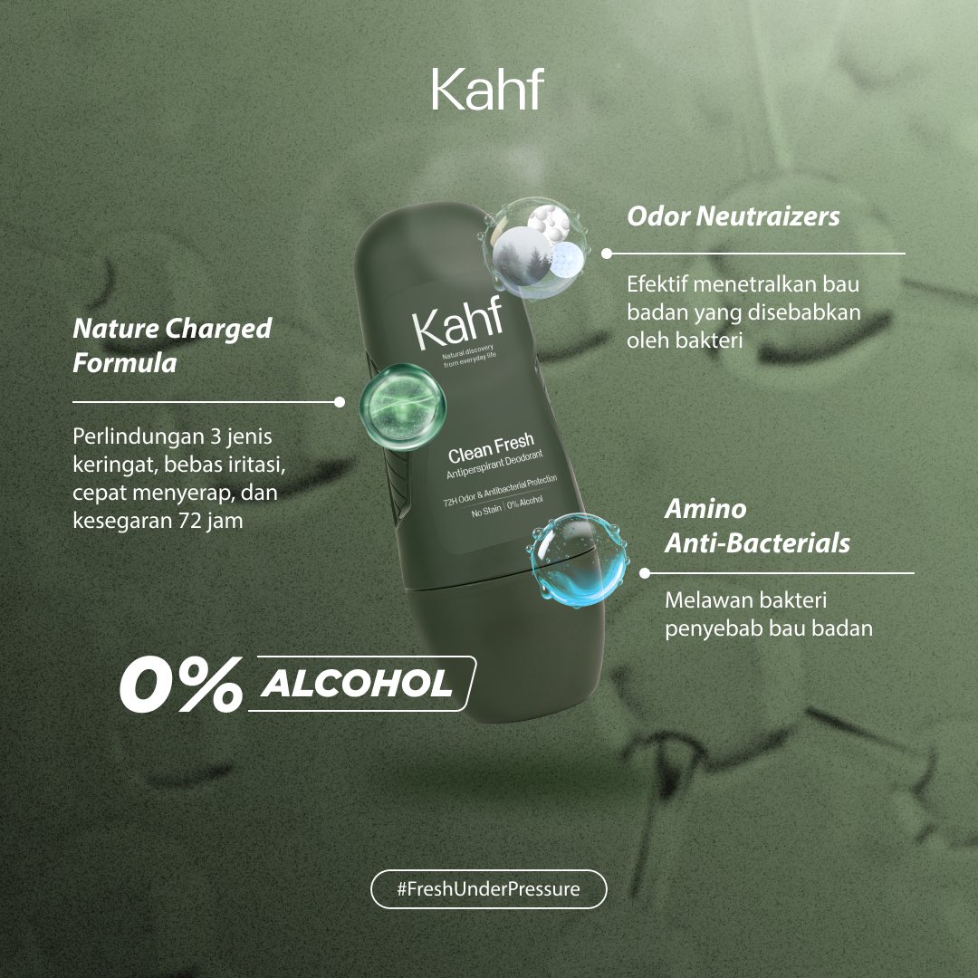 kahfeveryday's tweet photo. Setelah olahraga pasti bikin tubuh berkeringat, dan untuk tetap segar sepanjang hari, pastikan pake Deodorant Kahf Clean Fresh agar terhindar dari bau badan yang disebabkan oleh bakteri! ❄️
#FreshUnderPressure https://t.co/O9ibsQWOue