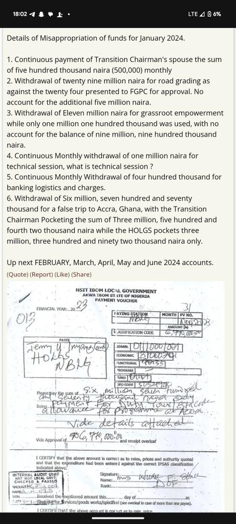 EtiFedCons's tweet photo. @FearlessPriest @_PastorUmoEno This is a gross corruption and should be looked into https://t.co/GLNu8ZXi8K