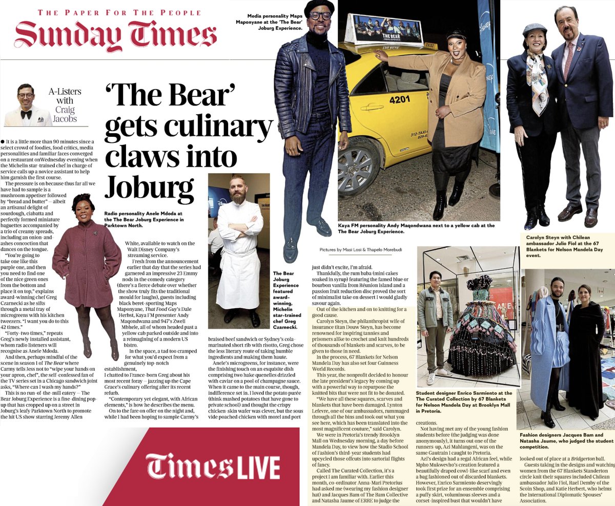 67 BLANKETS, THE ‘CURATED COLLECTION” MAKES A SPLASH OF COLOUR IN THE SUNDAY TIMES.

A-Listers with <a href="/craigbjacobs/">craigbjacobs</a>.

Thank you to the <a href="/SundayTimesZA/">Sunday Times</a>  for your AMAZING blanket coverage and support.

#67Blankets
#SundayTimesZA
#brooklynmall
<a href="/Carolyn_Steyn/">Carolyn Steyn</a>