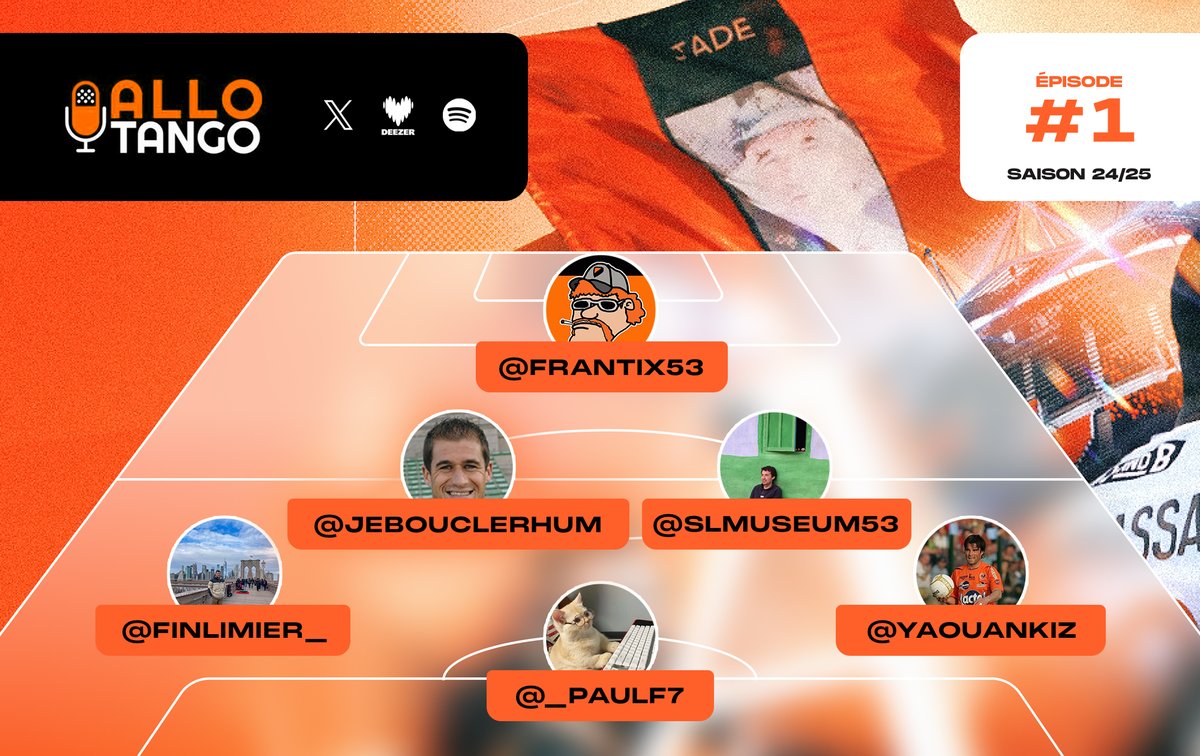 AlloTango_'s tweet photo. La 1ère compo Allo Tango de la saison 2024-2025 !

 👉 @Frantix53 
👉 @Yaouankiz 
👉 @_PaulF7 
👉 @SLmuseum53 
👉 @FinLimier_ 
👉 @JeboucLerhum 

Rendez-vous ce soir à 19h ! 🎙️🟠⚫️ https://t.co/jEhdz6aMdp