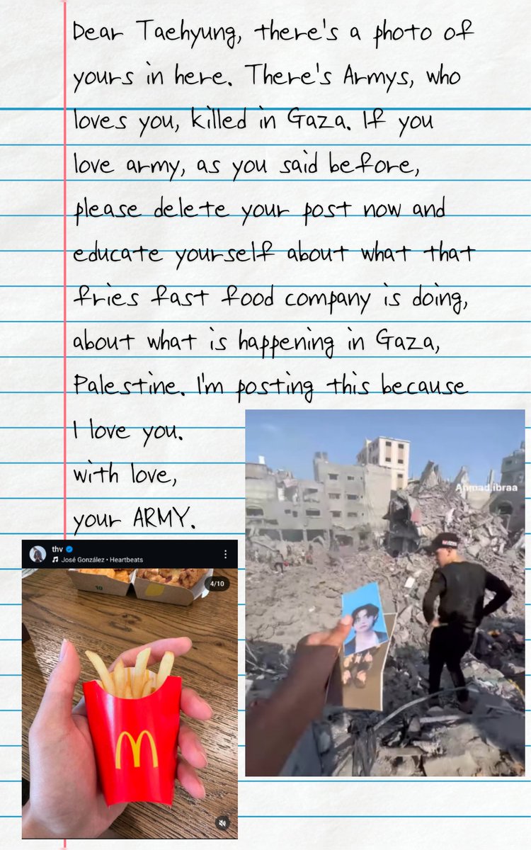 cutymang's tweet photo. @BTS_twt @bts_bighit Such a disappointing  instagram post of yours Taehyung :( aren't you aware about what's happening in Palestine? In this world? https://t.co/3iUA2Gzlah