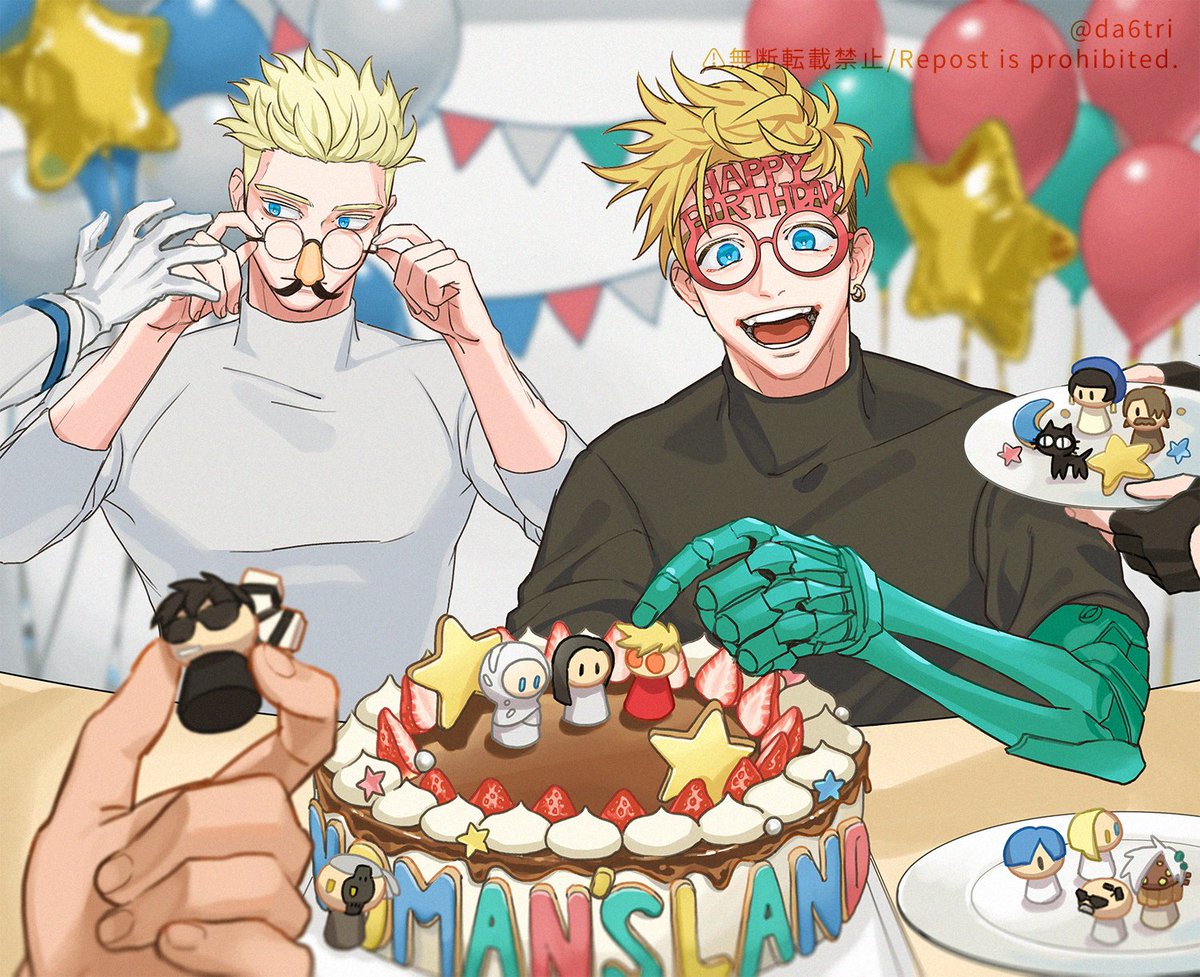 da6tri's tweet photo. Vash+Knives+etc./Trigun ｵﾒﾃﾞﾄ！ﾊｲﾈｯｸ兄弟(間に合った…) https://t.co/YCiFYIstVK