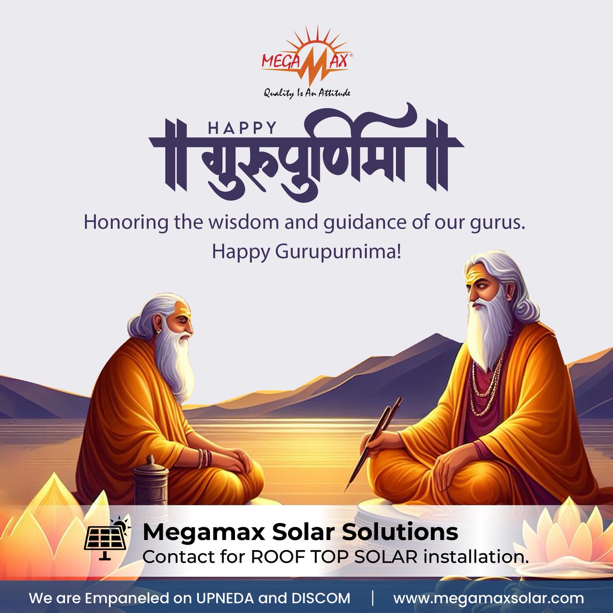 Megamaxsolar's tweet photo. Megamax Solar wishes everyone a delightful Gurupurnima.  

https://t.co/a1hJk8QLys

#gurupurnima #solarservices #solarsolutions #megamaxsolar #benefitsofsolar #rooftopsolar #greenenergy #solarpanelinstallation #investinsolar #investinfuture  #cleanenergy #selectsolar #gogreen https://t.co/Tl0GA1Ix5R
