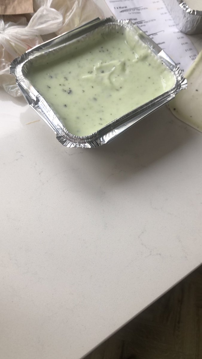 1joecropper's tweet photo. Asked for a couple extra pots of mint sauce with the curry last night and  got this https://t.co/xzNETm01s6