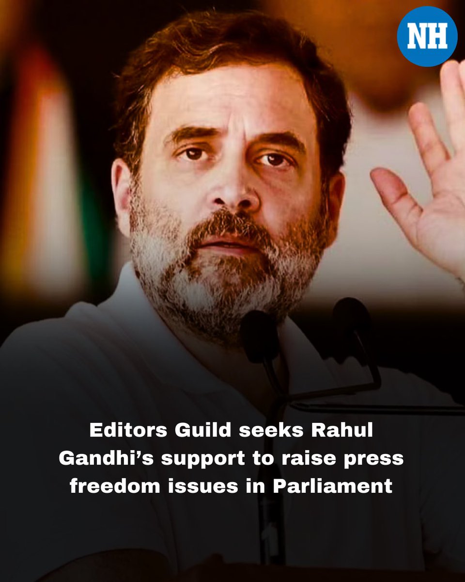 NH_India's tweet photo. In a letter to #RahulGandhi, the #EditorsGuildOfIndia has expressed concerns about legislative measures taken to control the #media -- print, broadcast and digital -- as well as right to information over the last few years and called for renewed debate and consultations. https://t.co/CKm0xFzHv3