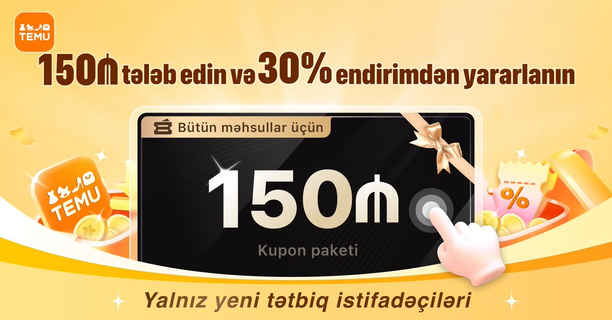⭐Kupon paketini əldə etmək üçün linkə temu.to/m/eq60vimp4ls 💰klikləyin və ya 💰30% endirim əldə etmək üçün, Temu proqramında ⭐400 ₼ əldə etmək üçün acs659051 axtarın!
