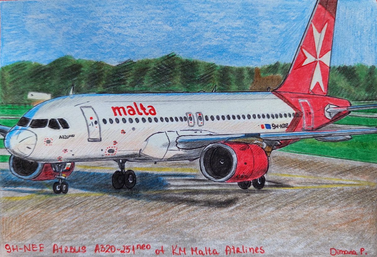 AircraftBy's tweet photo. Airbus A320-251n 9H-NEE of @KMMaltaAirlines (ex-Air Malta) spotted by Martin Tietz at @MUC_Airport ✈️🇩🇪
The aircraft is built in 2023.
#KMMaltaAirlines #A320neo #MunichAirport #Munich #aviation #MaltaAviationOutlook #drawing #airport #NewEngineOption #Airbus #A320family https://t.co/BGYA2hVvYb