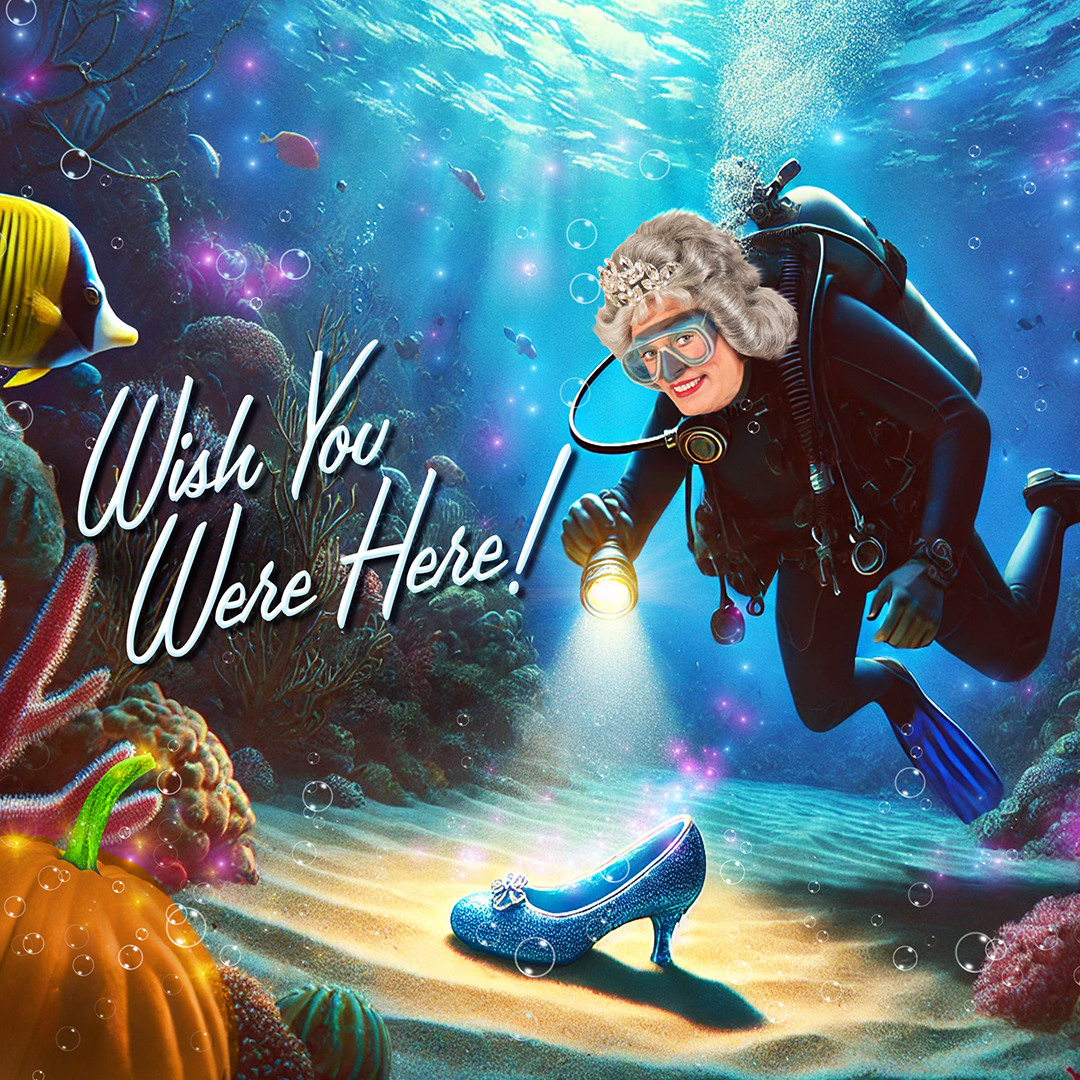 captheatres's tweet photo. Hullo Everybody! 👋 

I’m having a lovely holiday in a wee place called Fife. I’ve been scuba diving with a lovely lassie called Cinderella - she keeps dropping her flipper! 

We'll be a the Festival Theatre before we know it to get ready for Panto! See yous there!

Auntie May xx https://t.co/JYvB8vGb0K