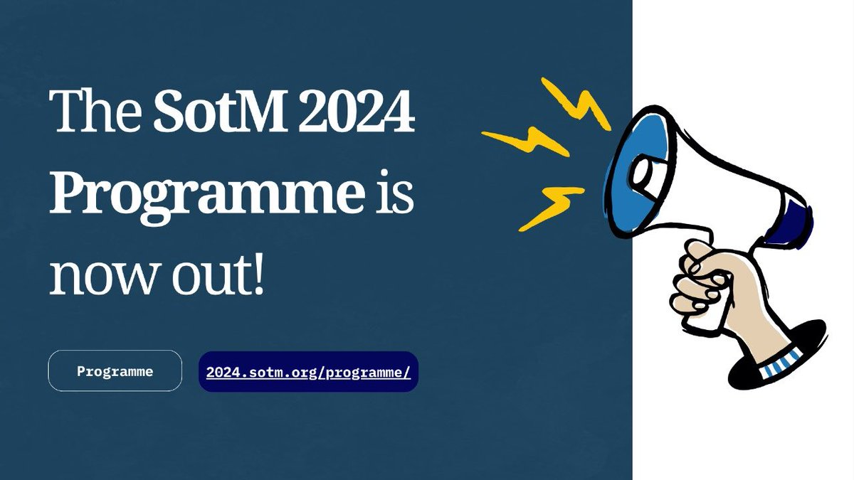sotm's tweet photo. We are pleased to share that the SotM 2024 Programme is now out! Check the website now: https://t.co/POBWkkYs40

Have you booked your conference ticket? Early bird rates is still available until the end of the month! https://t.co/uIfG0PiqVc
#openstreetmap #stateofthemap #sotm2024 https://t.co/1FqGZiXcDM