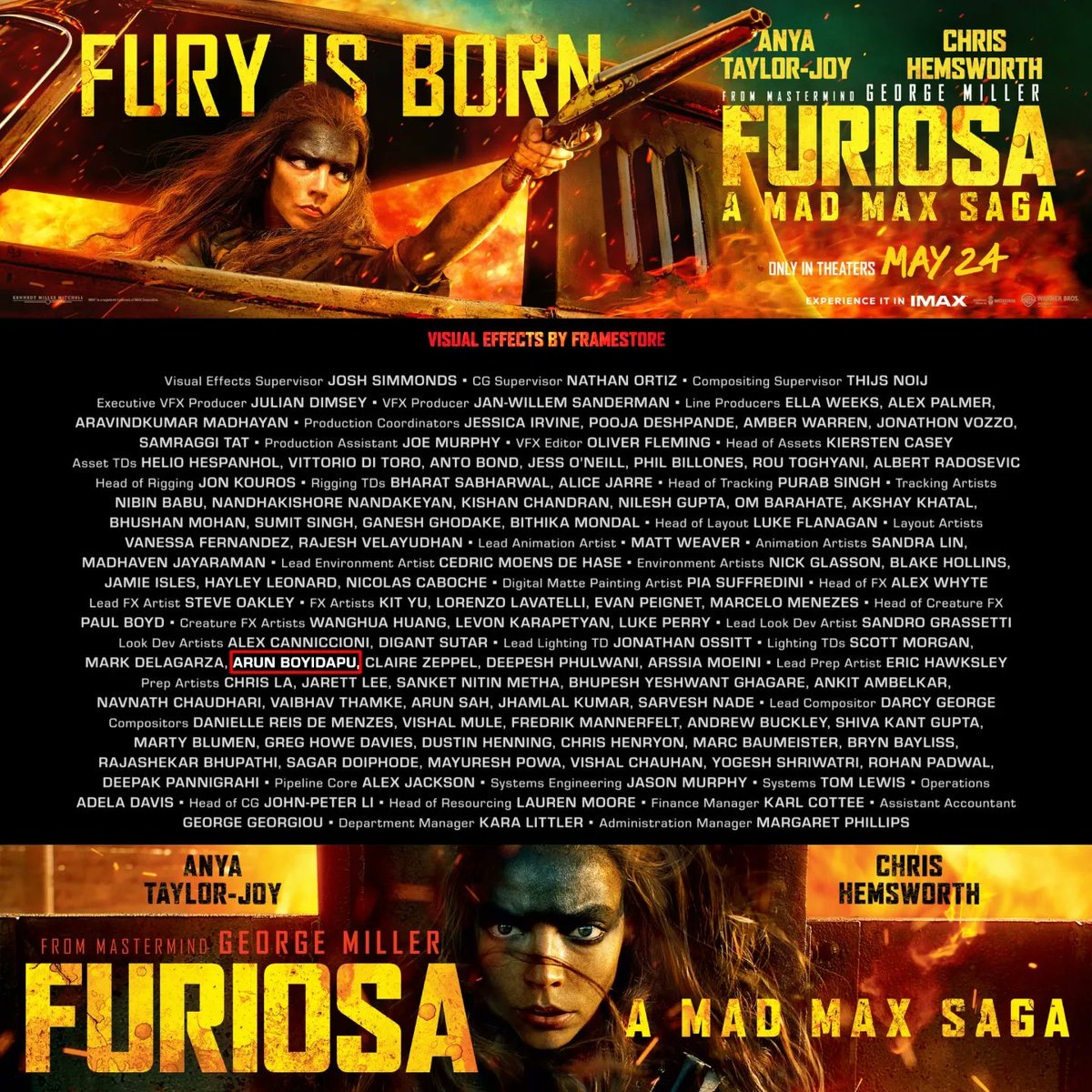Arunkumar Boyidapu (@arun_cgartist) on Twitter photo Thrilled to have contributed to #FuriosaTheMadMaxSaga as part of <a href="/Framestore/">Framestore</a> #Melbourne's VFX crew! Huge thanks to the team for their hard work & dedication.
#VFX #Filmography #VisualEffects #MovieMagic #Furiosa #MadeItInMelbourne #VFXbyFramestore #MadMax #VFXartist #VFXlife Thrilled to have contributed to #FuriosaTheMadMaxSaga as part of <a href="/Framestore/">Framestore</a> #Melbourne's VFX crew! Huge thanks to the team for their hard work & dedication.
#VFX #Filmography #VisualEffects #MovieMagic #Furiosa #MadeItInMelbourne #VFXbyFramestore #MadMax #VFXartist #VFXlife