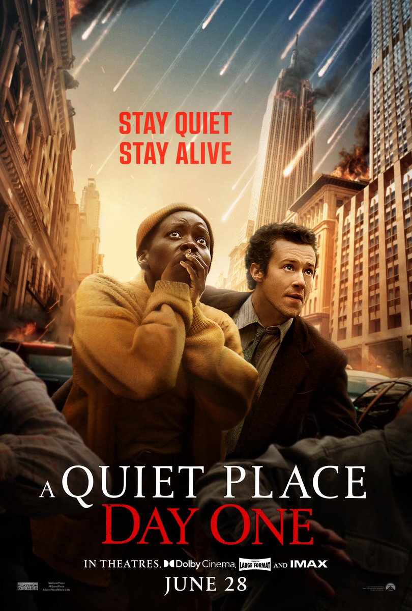 TerenceDunn13's tweet photo. A Quiet Place: Day One - I was skeptical when I first heard about this but I was sold quickly. Great cast, exciting story, surprisingly heartwarming. I hope they keep making these. https://t.co/TMUx6gYloA