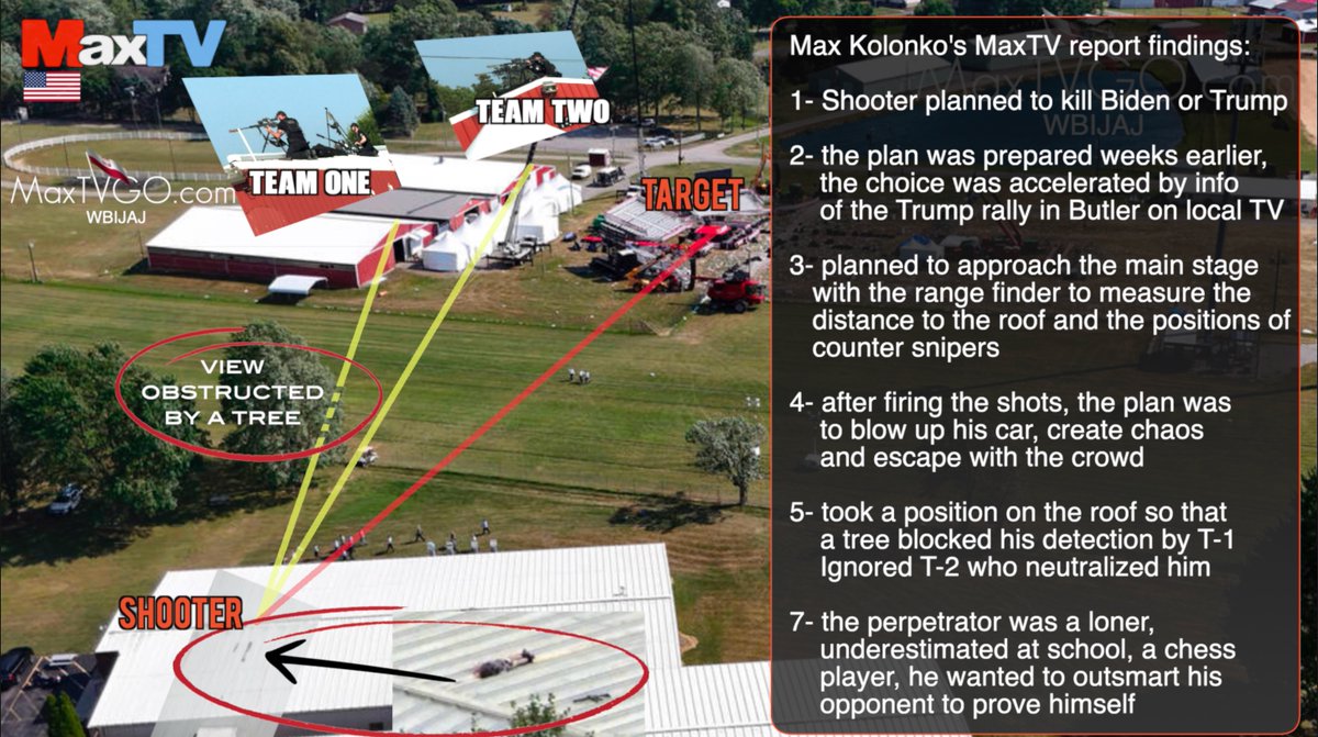 maxkolonko's tweet image. BREAKING #AssassinationPlot-US media show INCORRECT location of the shooter -this is the correct one👇⚠️ALERT - it is possible that there is still an armed drone parked in the area that Crooks wanted to launch remotely from his phone (the Ukrainian style) 
🇵🇱Media nie pokazują…