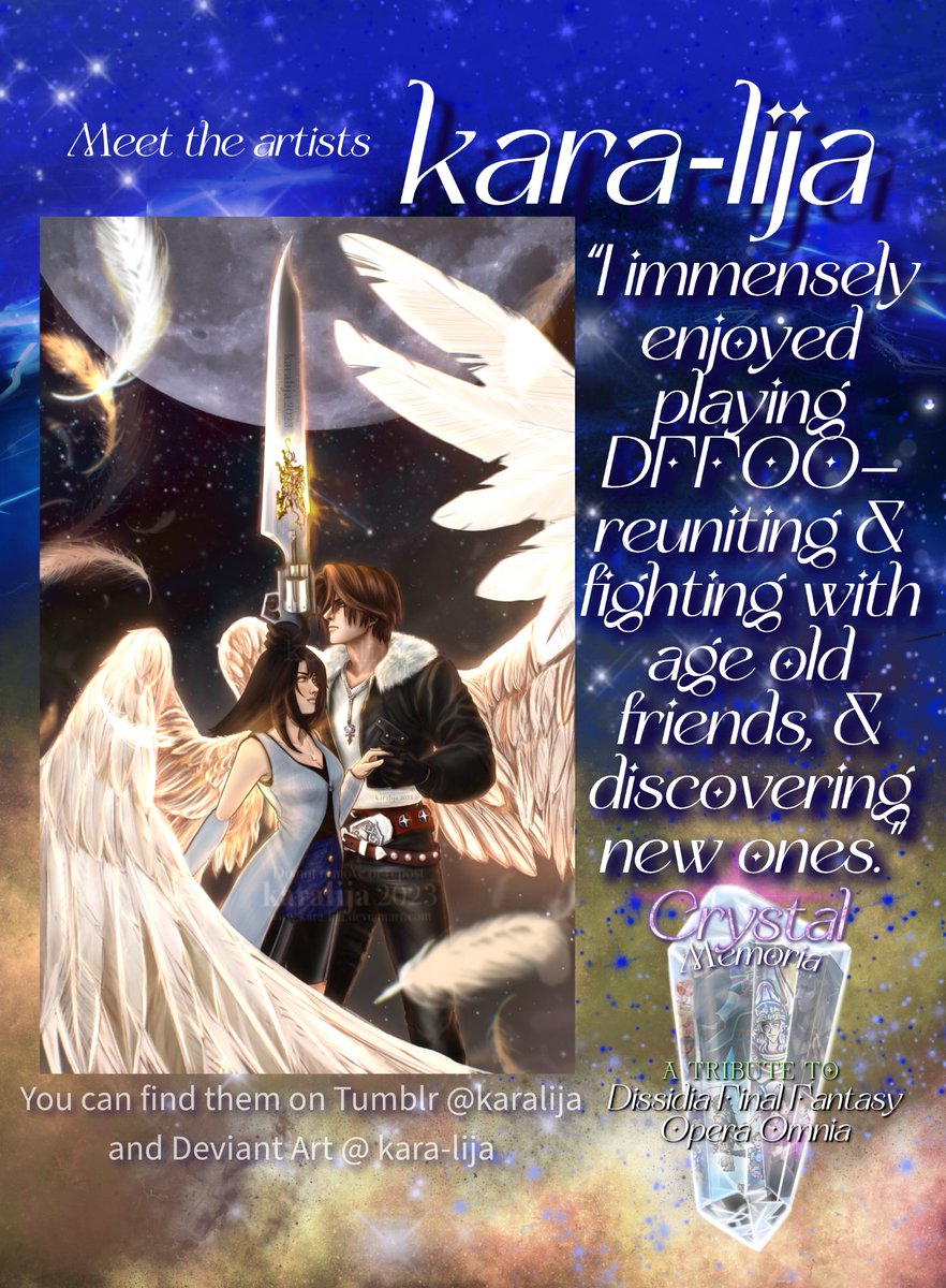 We are so excited to feature kara-lija to continue our artist bio week! 

Pre-orders end Sept 25! Reserve a copy today! 

#dffoo #dissidia #finalfantasy #ffiv #ffxiv #ffvii #finalfantasyxiv