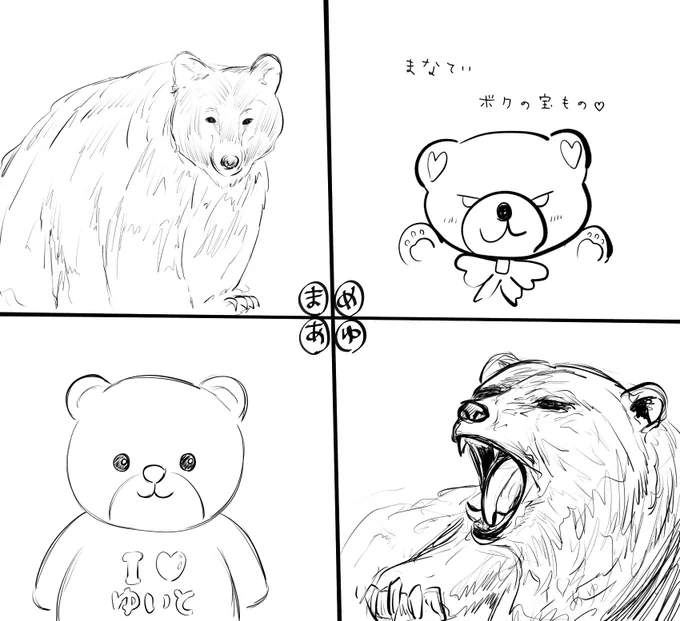 幼馴染み4人がくまさんを描いてみた 