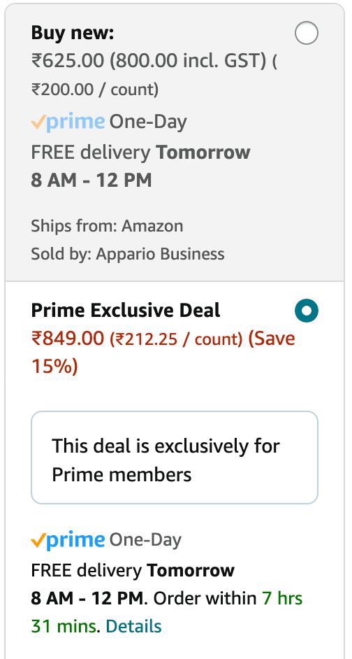 devsharma's tweet photo. Prime Exclusive Deal from #amazon for its Prime Members. Very thoughtful initiative by @amazonIN to rob its customers. https://t.co/kQRMcIgrUK