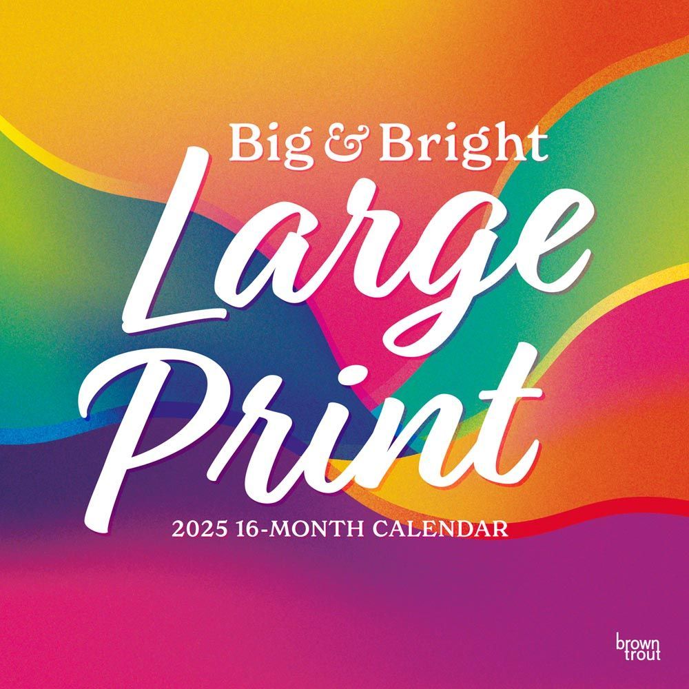 browntroutpub's tweet photo. This Big &amp; Bright Large Print #calendar features a #brightcolor design to complement your style. Interior month pages are are #largetext and #largenumbers for better clarity and easy reading. This calendar is ideal for those with low vision. #family #2025 https://t.co/t4dExb5PNR https://t.co/QCp3kcOWyv