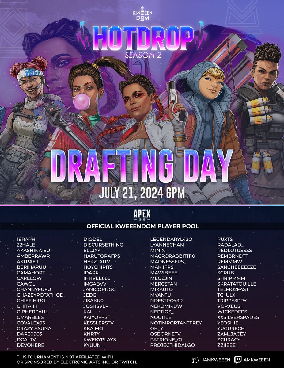 Behold and witness the Kweeendom Captains reveal tonight! 

The time has come to reveal the captains and form their teams by selecting the players they deem worthy to join their squad.

Catch us live today at 6 PM at twitch.tv/iamkweeen.

#KWEEENDOM