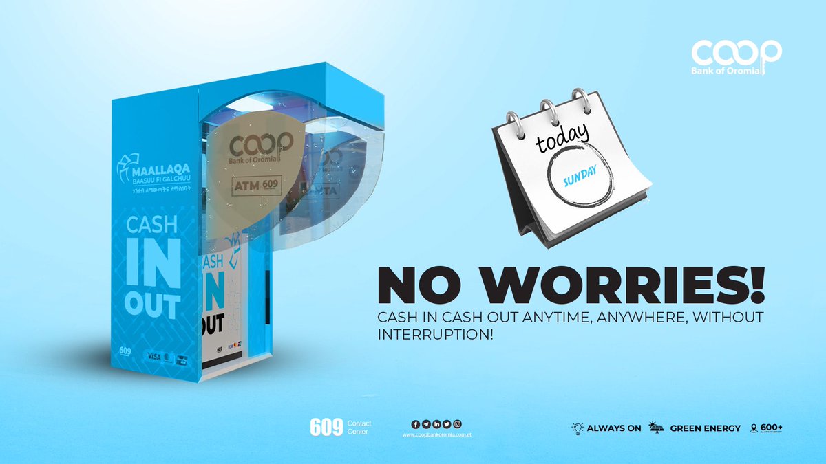 Coopbankoromia's tweet photo. Need to deposit money on a Sunday? No worries! Our modern ATMs enable seamless deposits and withdrawals anytime, anywhere, without interruption.  
#Coopbank #24x7Banking #SeamlessService #ModernATM #DepositAnytime #UninterruptedBanking https://t.co/stjwLVgXIe