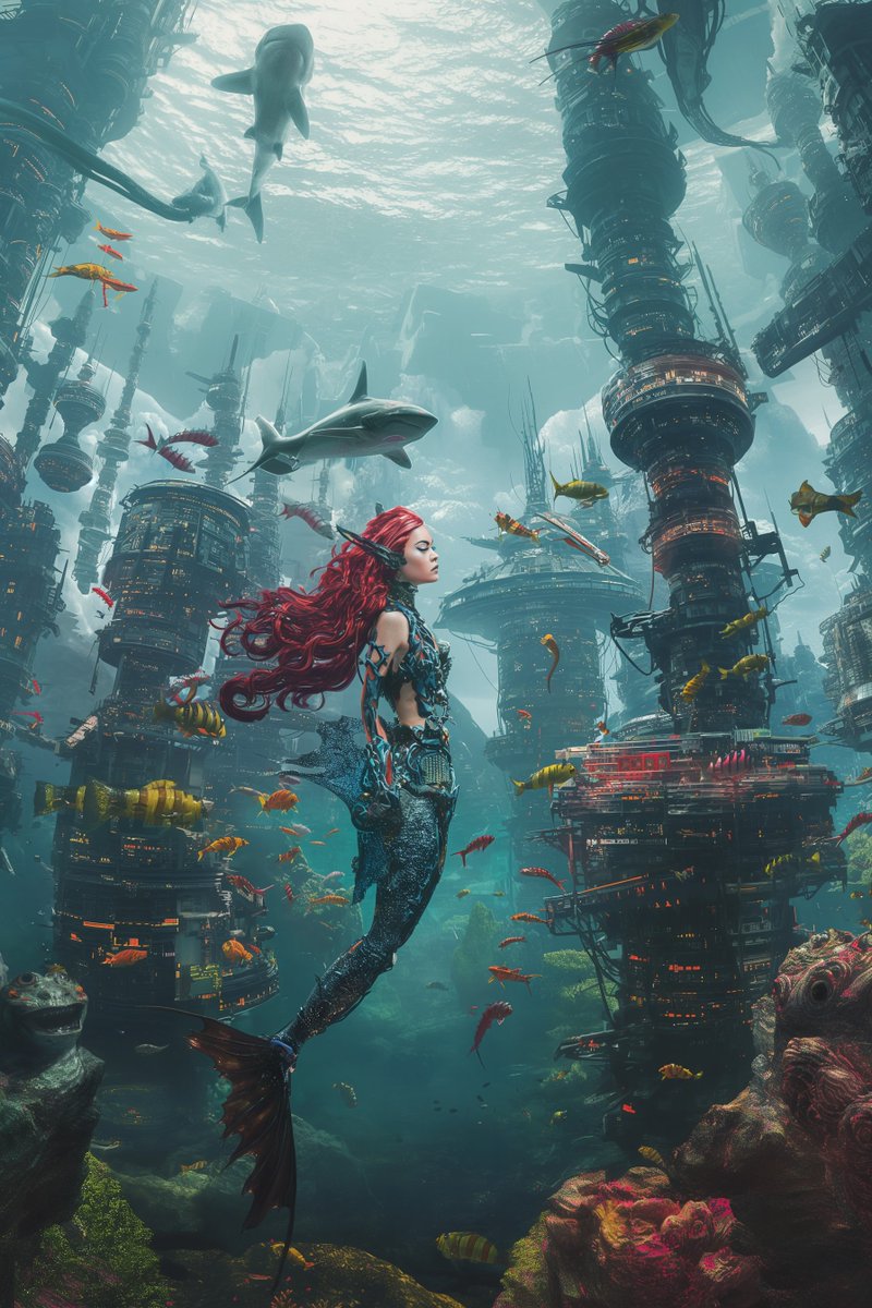 w1gglb0t's tweet photo. " Aqualith, In a marine cyber-urban expanse "
#Synthography #BiomechanicalAImermaid #Merfalien https://t.co/5oXYrJgNCy