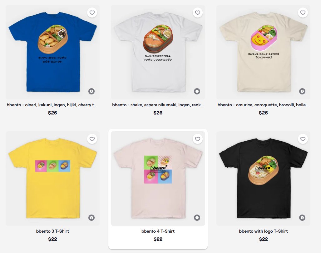 CurrySamurai's tweet photo. 🌈BBENTO on TeePublic🌈
Try on BBENTO Ts if you are not into NFTs.
Colorful 3D rendered bentos looks great on Ts🍱

#based #drops #nft #minting #bento #bbento #lunchbox #japanesefood #lunch #healthy https://t.co/iNJZFDzeY7