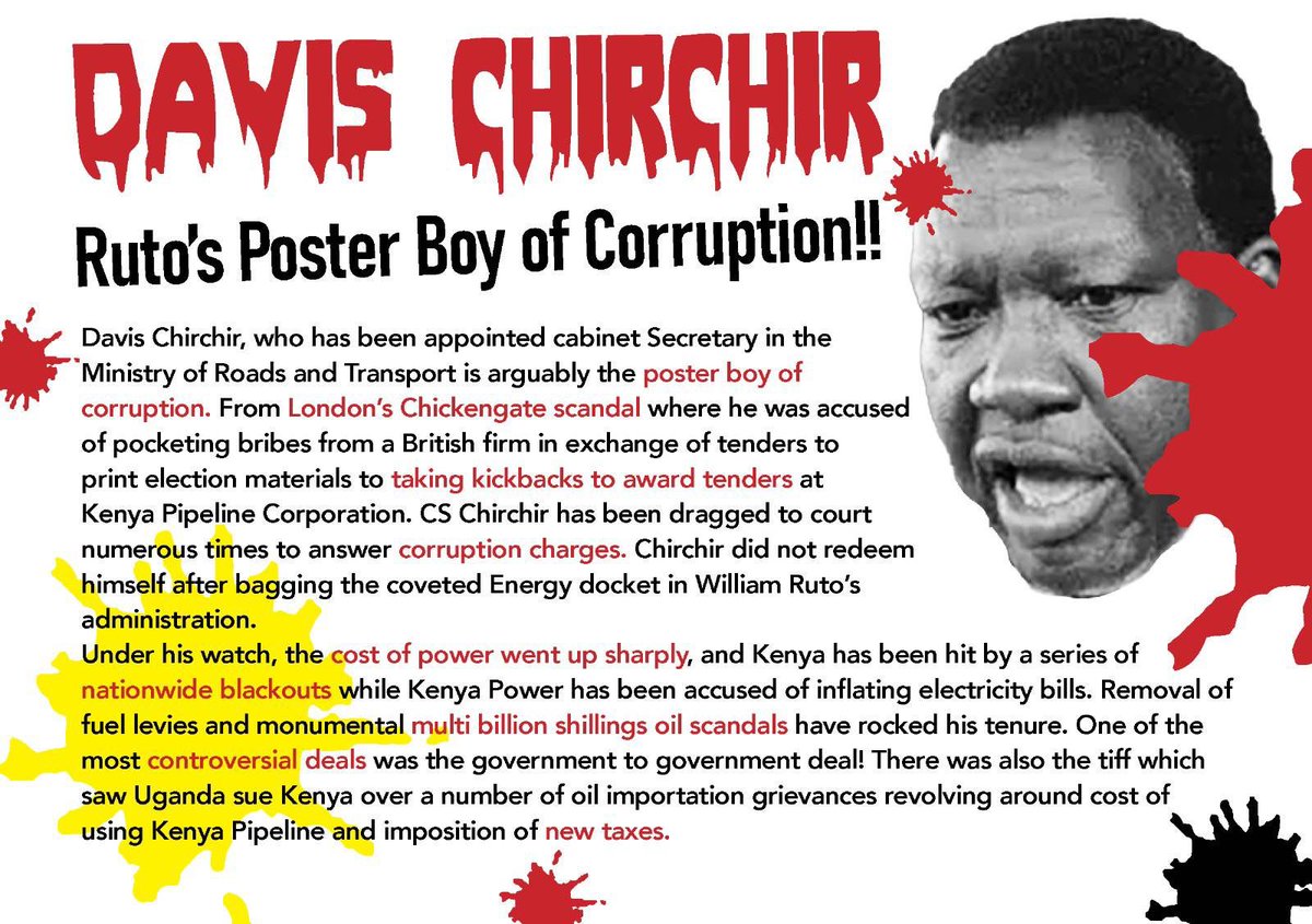 He is actually the most corrupt guy in the country. I am talking about Davis Chirchir.