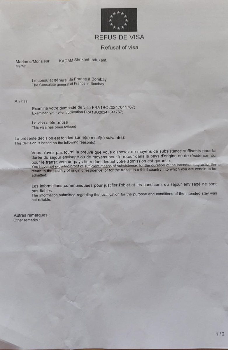 sukant9993's tweet photo. Heartbreaking news: my big brother and uncle's visas were denied by the @FranceBombay , They’ve confirmed tickets of the event booked in well advance, and this rejection is a huge blow to their dreams. I kindly request the consulate to reconsider, as their sole purpose is to support me at the Paris 2024 Paralympic Games!

@FranceinIndia @MEAIndia @Media_SAI 
#FamilySupport #VisaHelp @mansukhmandviya