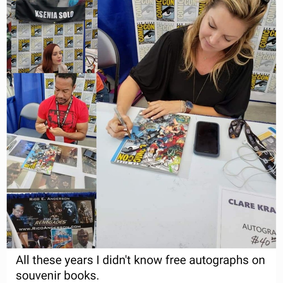 NerdyDoubleD's tweet photo. I was going to #SDCC for a decade before I found out every person in Sails Pavillion autograph tables had to sign the souvenir book for free. And then they haven't printed the books since so it's no longer free autographs. #SanDiegoComicCon #ComicCon https://t.co/Cl8qRNceGC