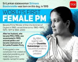 PinkQueenPepi's tweet photo. 21st July 1960

Sirimavo Bandaranaike became the world's first woman prime minister when she took office in Ceylon (later Sri Lanka). https://t.co/5ZiuqLZJPI