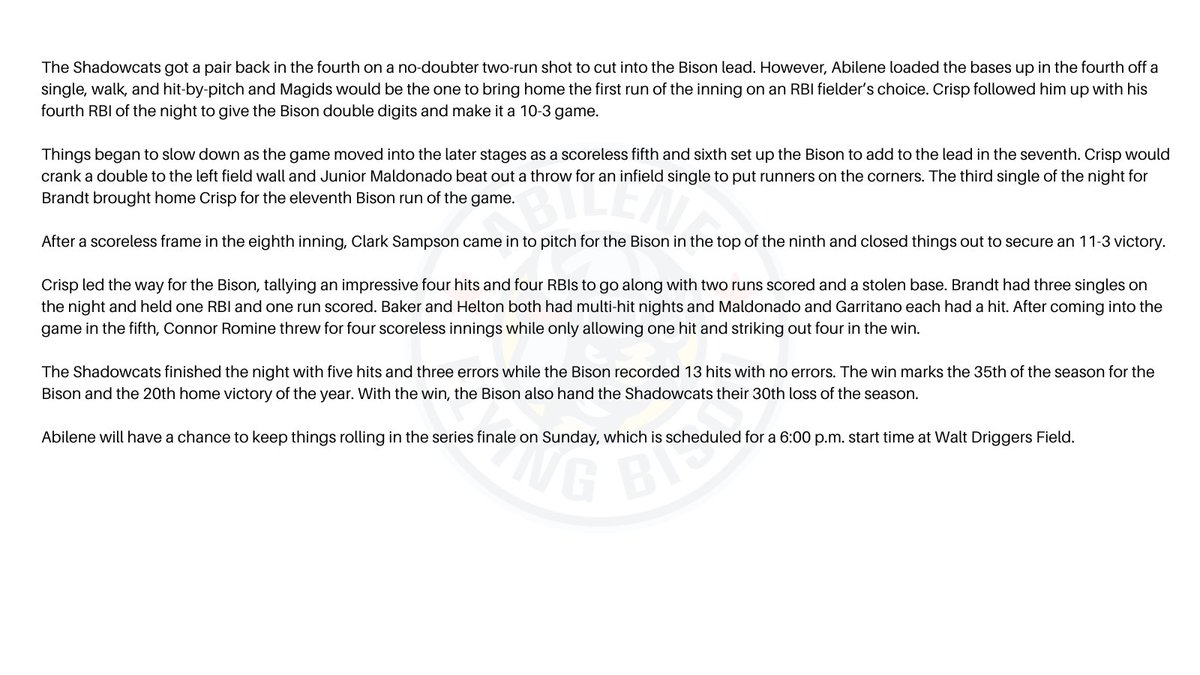 Saturday night's game recap by Will Dalton featuring <a href="/BraydenMarx2/">Brayden Marx</a>, <a href="/Will_Magids/">Will Magids</a>, <a href="/jdcrisp_sports/">JD Crisp</a>, <a href="/Mattbrandt_19/">Matt Brandt</a>, <a href="/garritano_tyler/">Tyler Garritano</a>, <a href="/LogannBak3r/">Logan Baker</a>, <a href="/McclaneHelton/">McClane Helton</a>, <a href="/TysaacNoland/">Tysaac Noland</a>, @juniormaldo25, <a href="/ClarkSampson10/">Clark Sampson</a>, and <a href="/ConnorRomine/">Connor Romine</a>. Amazing performance by the team tonight.