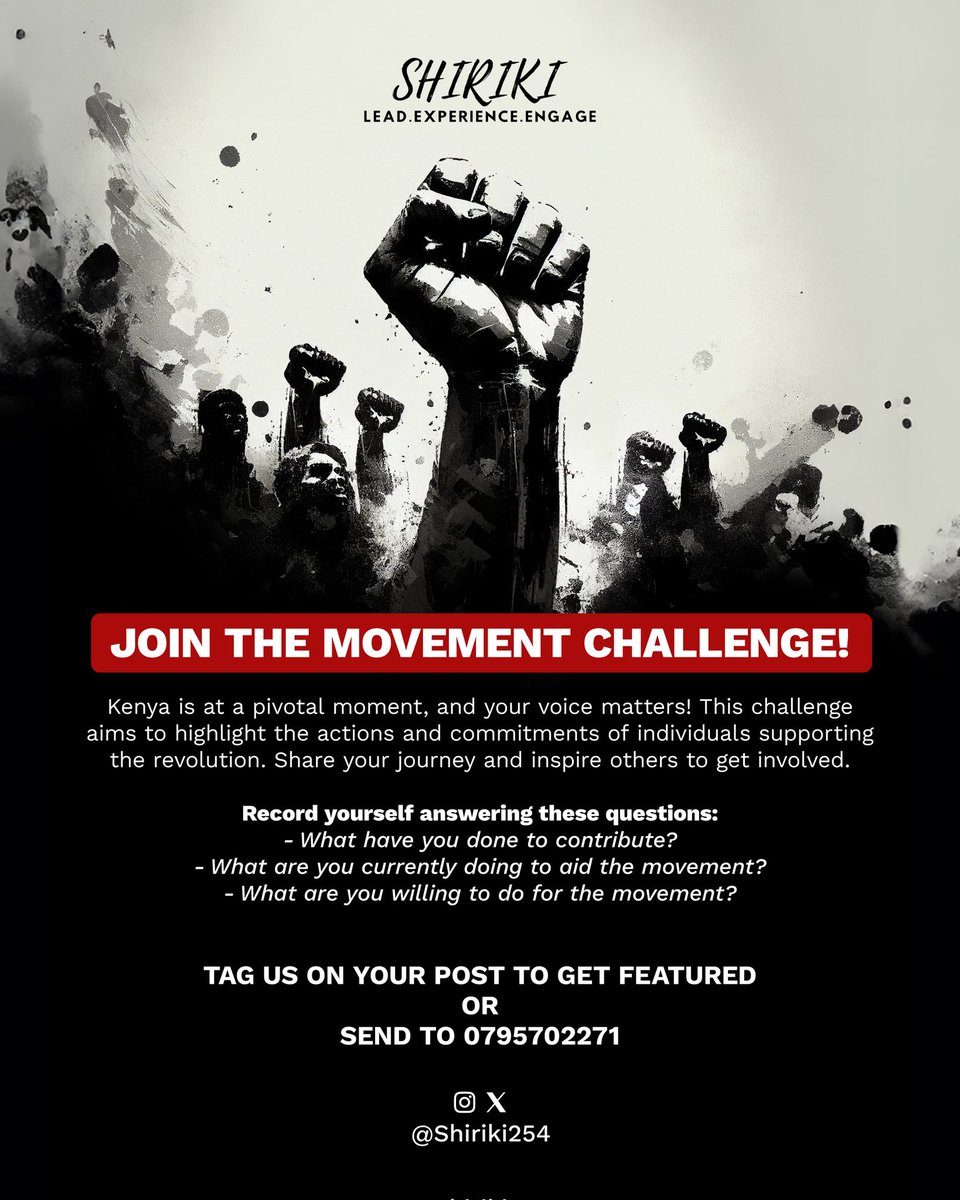 Shiriki254's tweet photo. Shiriki Revolution Challenge is here! What have you done this far to aid the movement and what are you willing to do in the near future to keep it alive? Share with us today!✨ https://t.co/nmFEJt81Gu