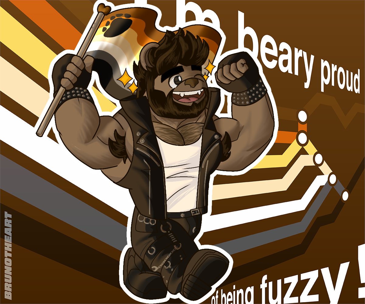 brunotheart's tweet photo. Day 8 - Bear Pride 🤎🧡💛🤍🩶🖤

Some people of the LGBTQ+ Community are beary friend shaped, just like Friend Shaped Bruno! We're the best!�����🤎 https://t.co/xtPLdPwY4o
