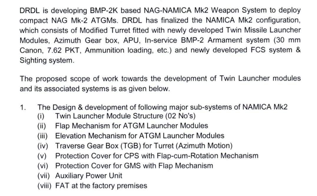 Good News #DRDO finalized the namica MK-2  based on BMP 2k. Indian industry soon to develop major subsystems of #Namica MK-2